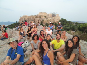 The gang and the Acropolis in the background