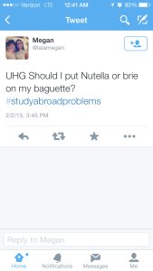 #studyabroadproblems study abroad problems nutella baguette brie france french food