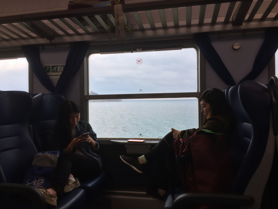 AIFS students traveling by train in Cannes, France