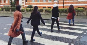 AIFS Abroad students crossing Abbey Road in London, England