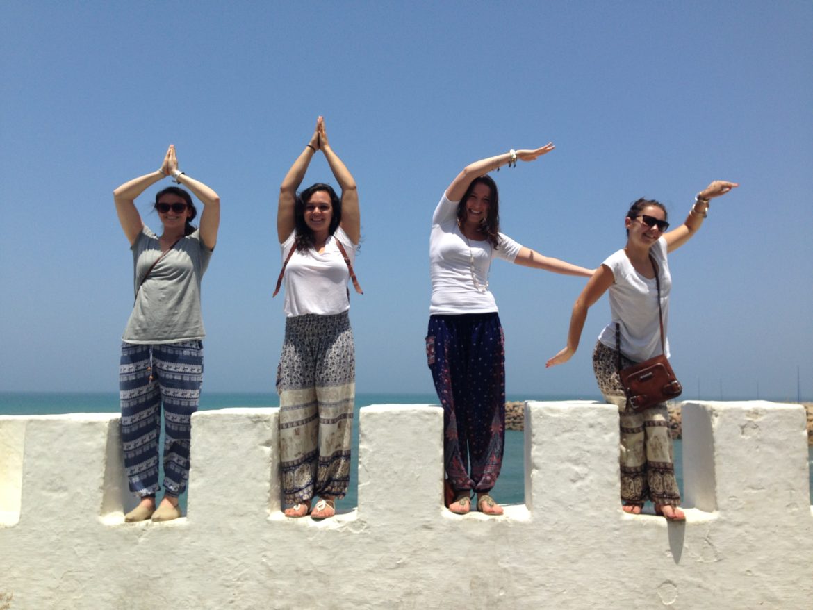 aifs students in spain making A-I-F-S with body