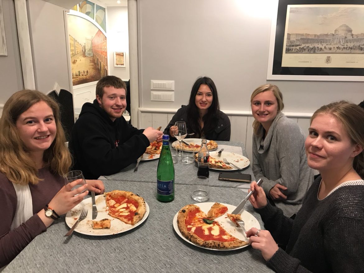AIFS Abroad students in Rome having dinner together