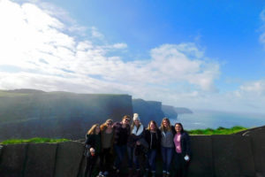 AIFS Abroad students at the Cliffs of Moher in Irelandd