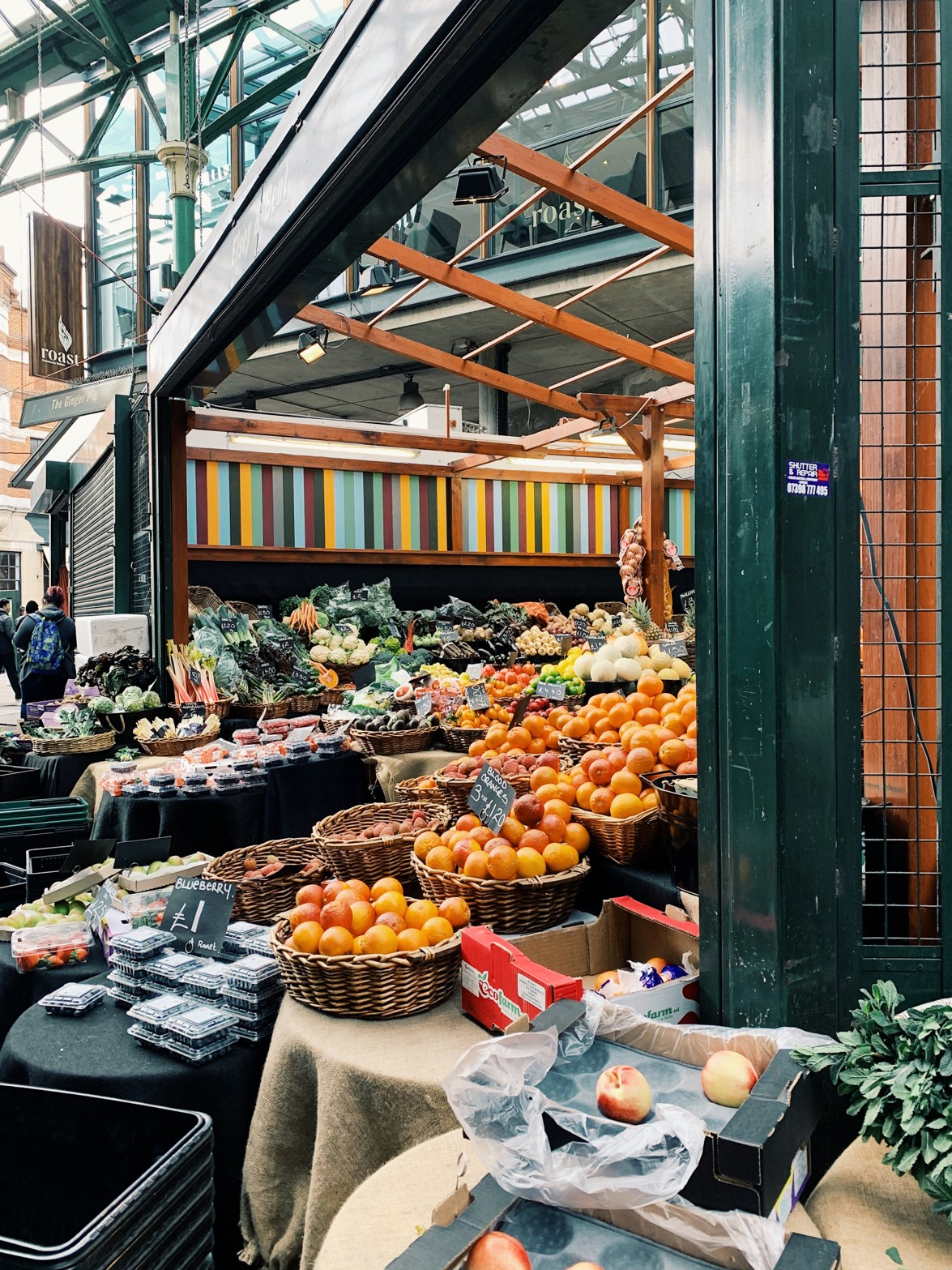 Borough Market stand in London, England