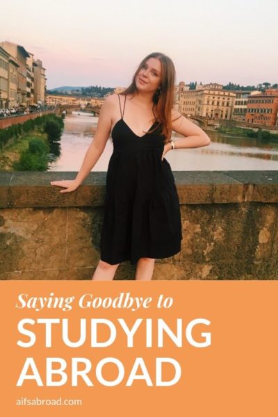 AIFS Study Abroad Student, Sophia, in front of the Ponte Vecchio in Florence, Italy