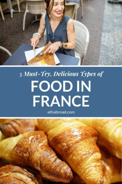 Young woman eats a crepe, a type of food in France | AIFS Study Abroad