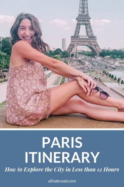 College student at the Eiffel Tower in Paris, France | AIFS Study Abroad