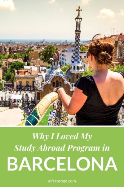 Young woman overlooks city of Barcelona from Park Guell | AIFS Study Abroad