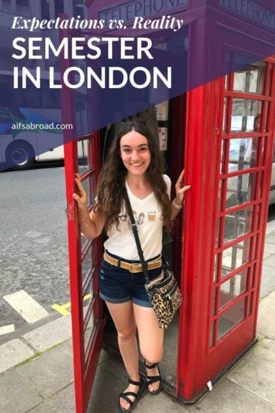 College student in a phonebooth in London | AIFS Study Abroad