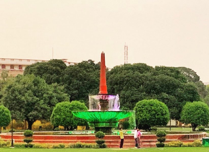 Fountain in Raipat lit up in colors of Indian flag in New Delhi | AIFS Study Abroad