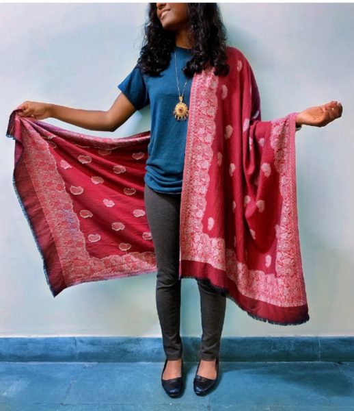 College student wearing traditional pashmina in India | AIFS Study Abroad