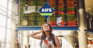 Young person at airport | AIFS Study Abroad