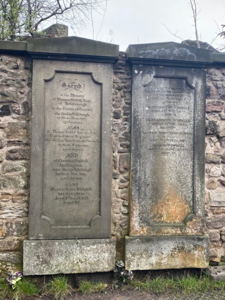 Tom Riddell's gravestone at Greyfriars Kirkyard in Edinburgh, Scotland