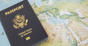 US passport and map