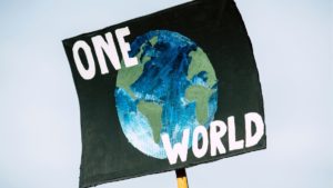 One World Protest Sign for Climate Change