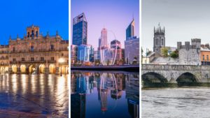 Image of 3 cities: Salamanca, Spain; Perth, Australia; Limerick, Ireland
