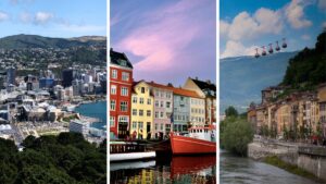 Images of Wellington, New Zealand; Copenhagen, Denmark; Grenoble, France