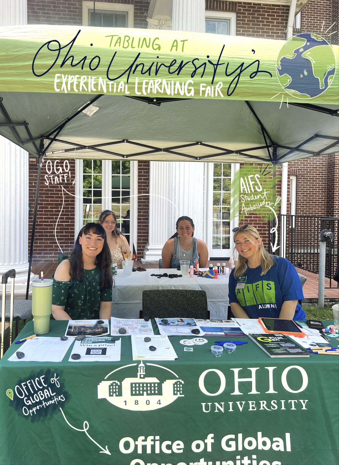 AIFS Abroad alum at a table on the Ohio University campus