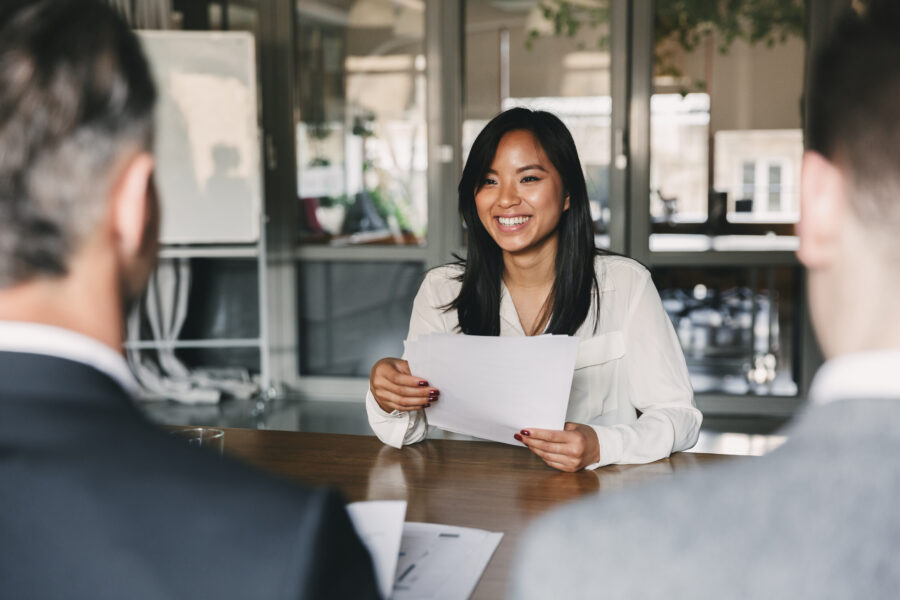 Young recent graduate in job interview