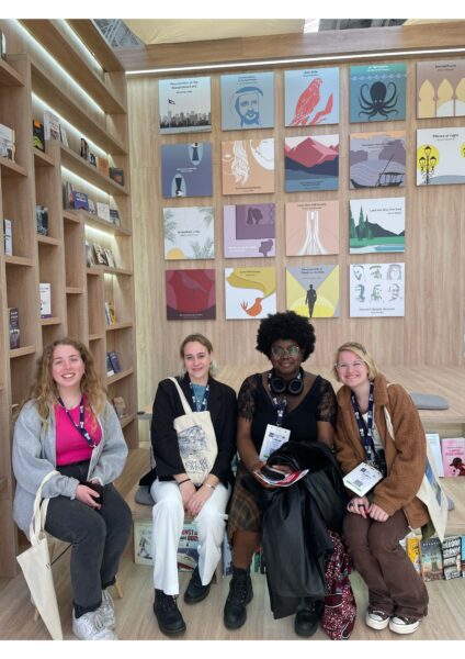 AIFS Abroad students in London exploring the London Book Fair during their Bibliotherapy Course