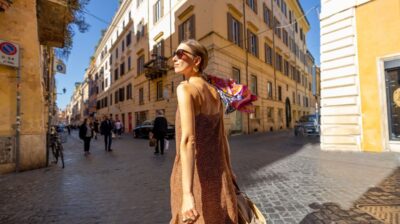 Young woman in Rome, Italy during summer season