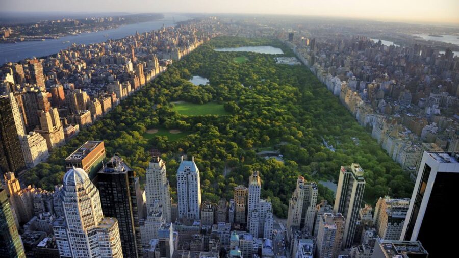 Aerial view of Central Park in NYC