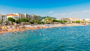 Beach in Cannes, France during summer