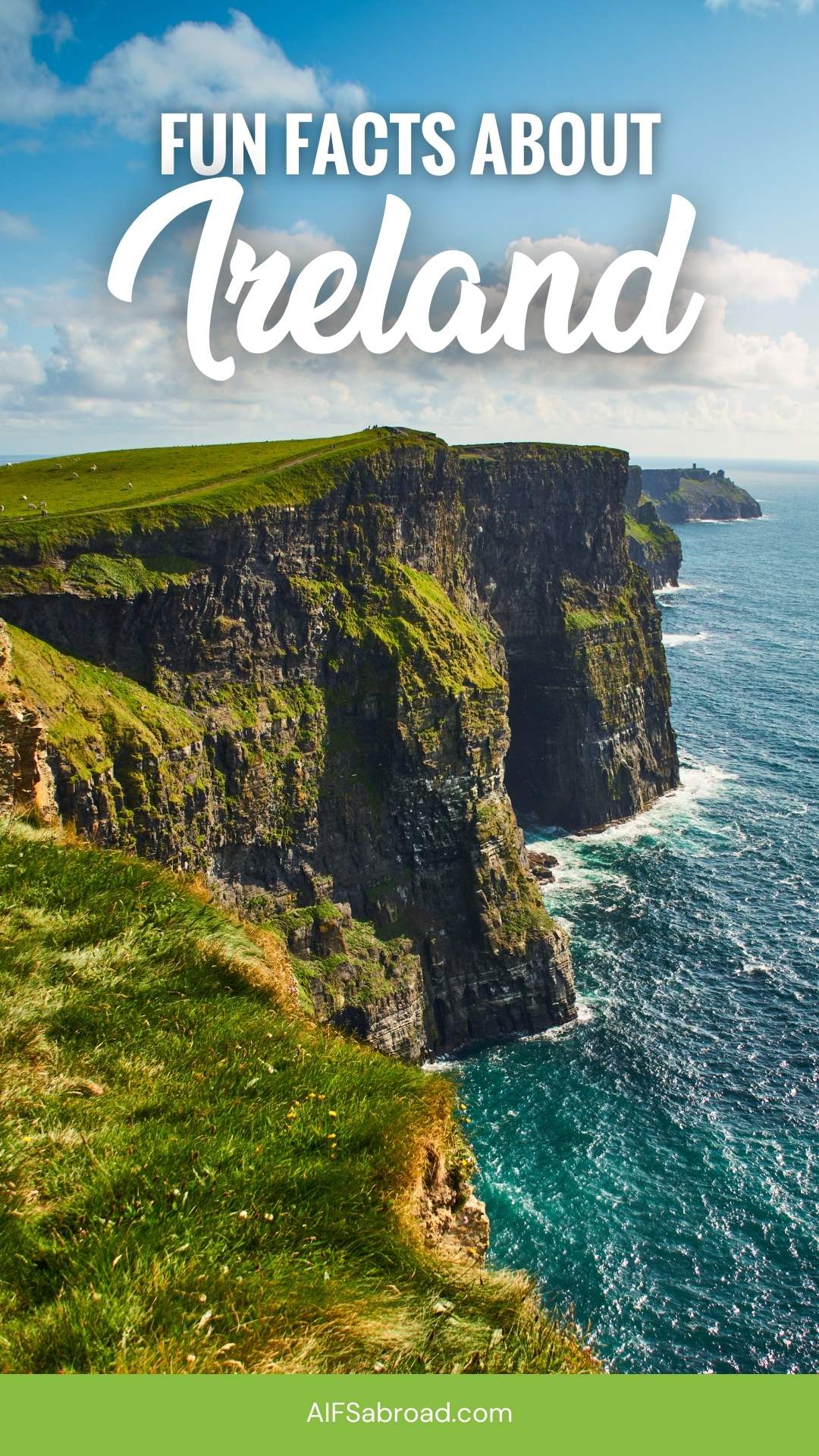 Pin image: Cliffs of Moher with text overlay saying "Fun Facts about Ireland"