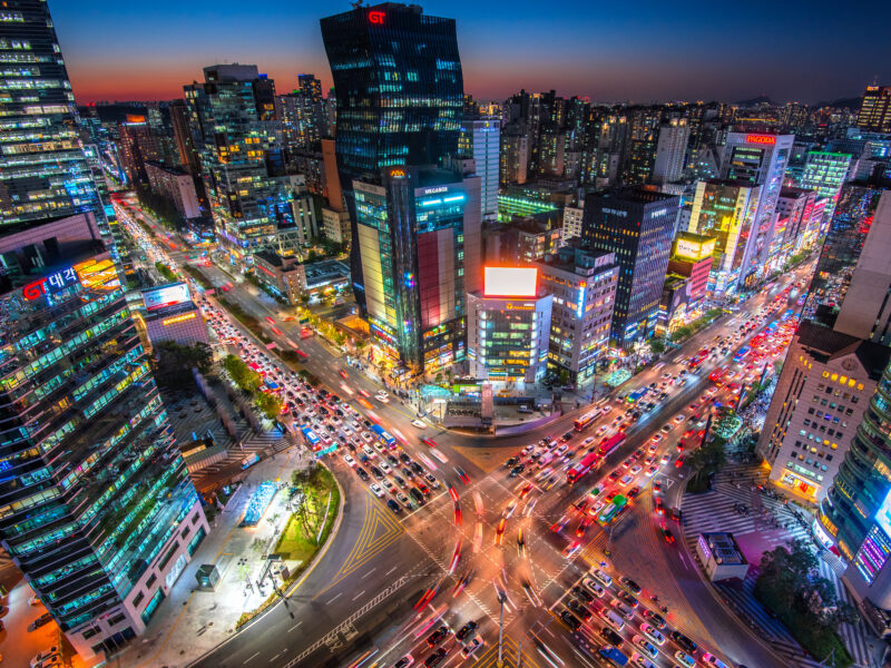 Downtown Seoul at night