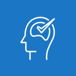 Icon if head with checkmark in brain symbolizing the Belief strength of the Executing CliftonStrengths domain