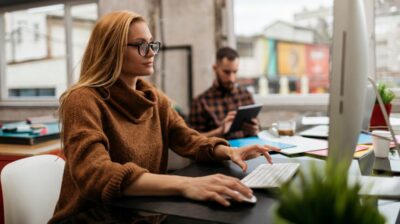 young professional female working at desk