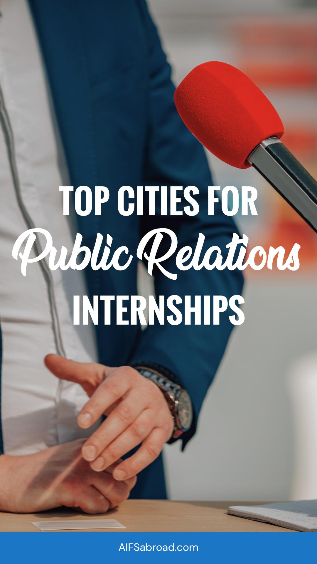 Person at Microphone - Top Cities for a Public Relations Internship - Pin Image - AIFS Abroad