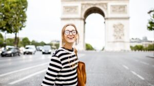 Young Professional Woman Walking in Paris, France