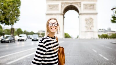 Young Professional Woman Walking in Paris, France