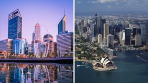 Cityscapes of Perth, Australia and Sydney, Australia