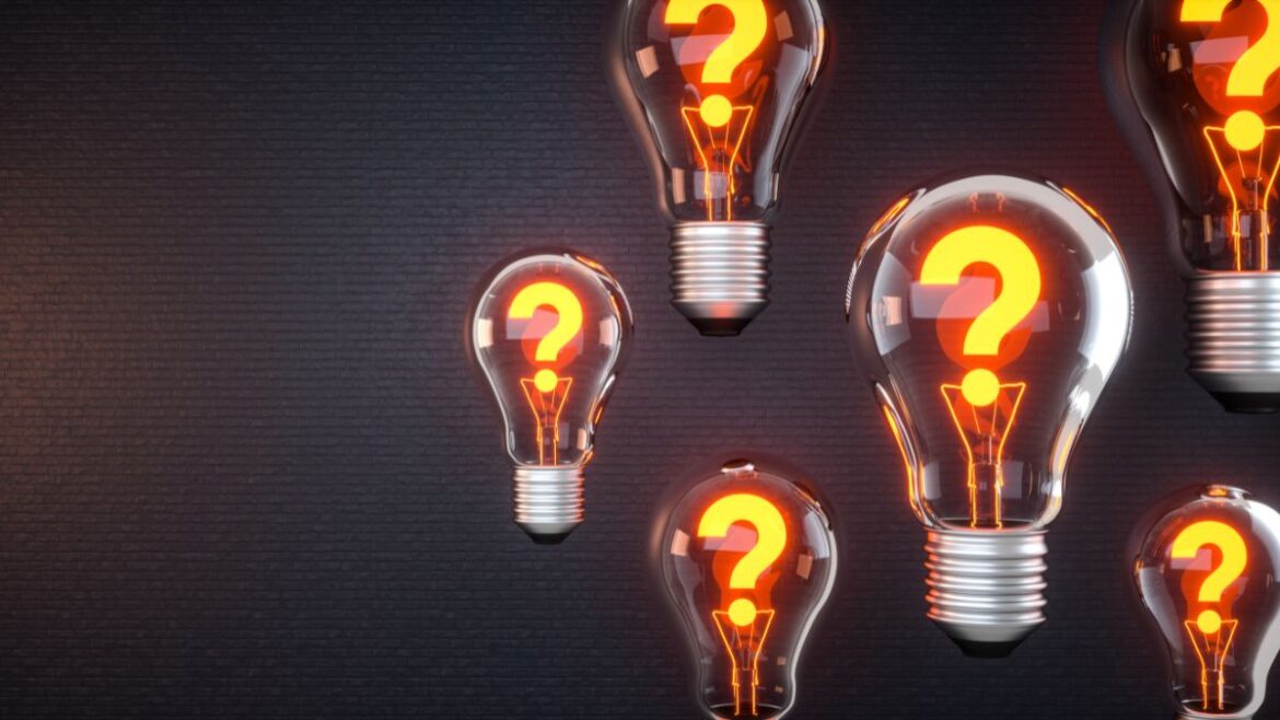 set of lightbulbs with illuminated questionmarks