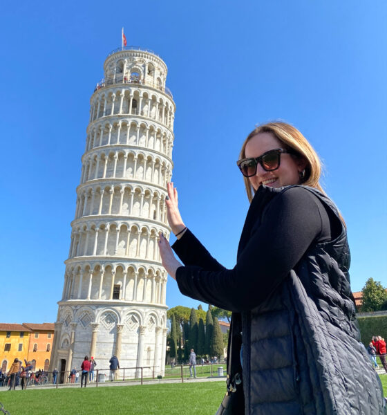 aifs abroad student at the leaning tower of pisa in pisa, italy