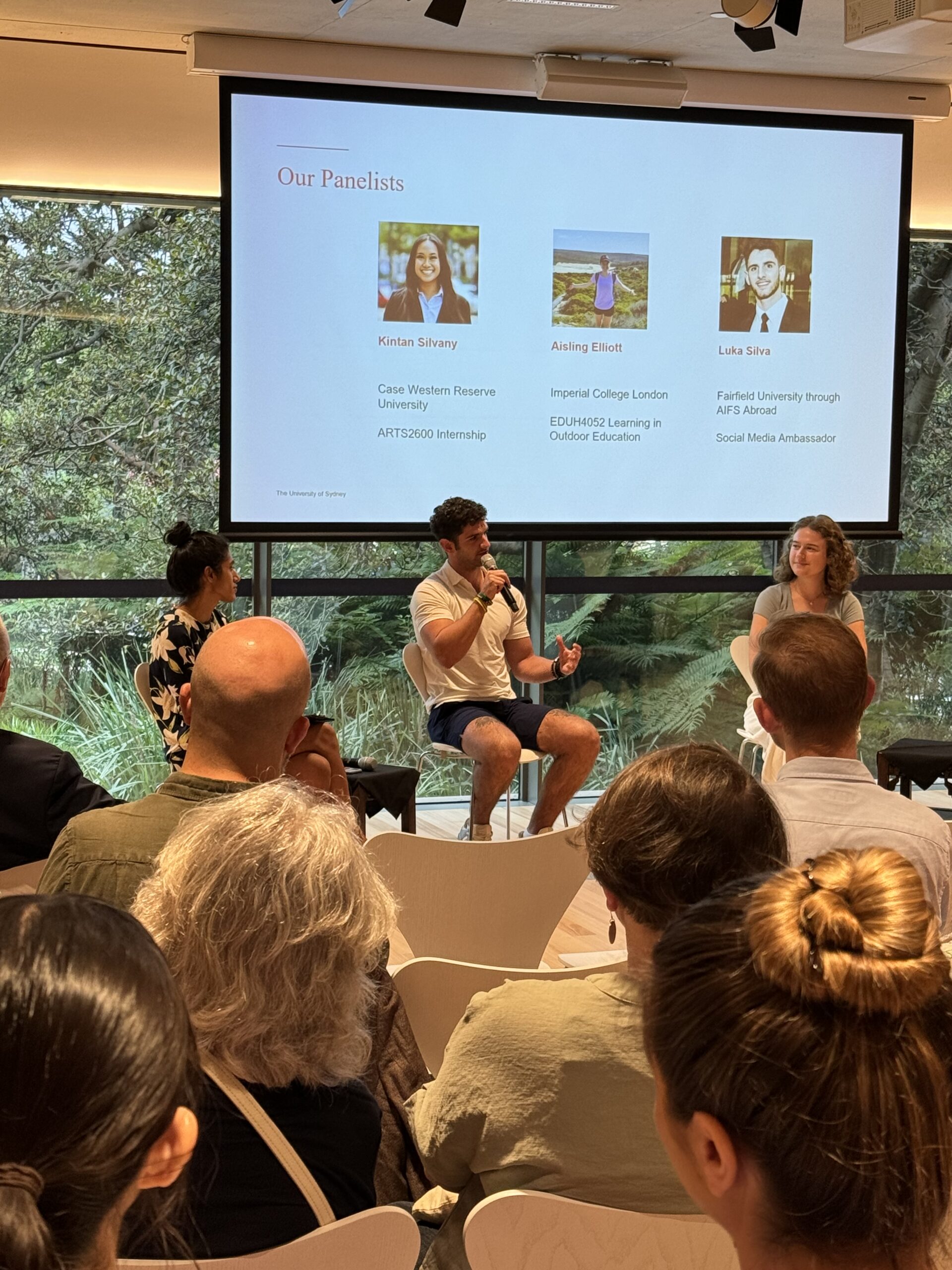 aifs abroad student luka speaking on a panel at the university of sydney as a social media ambassador