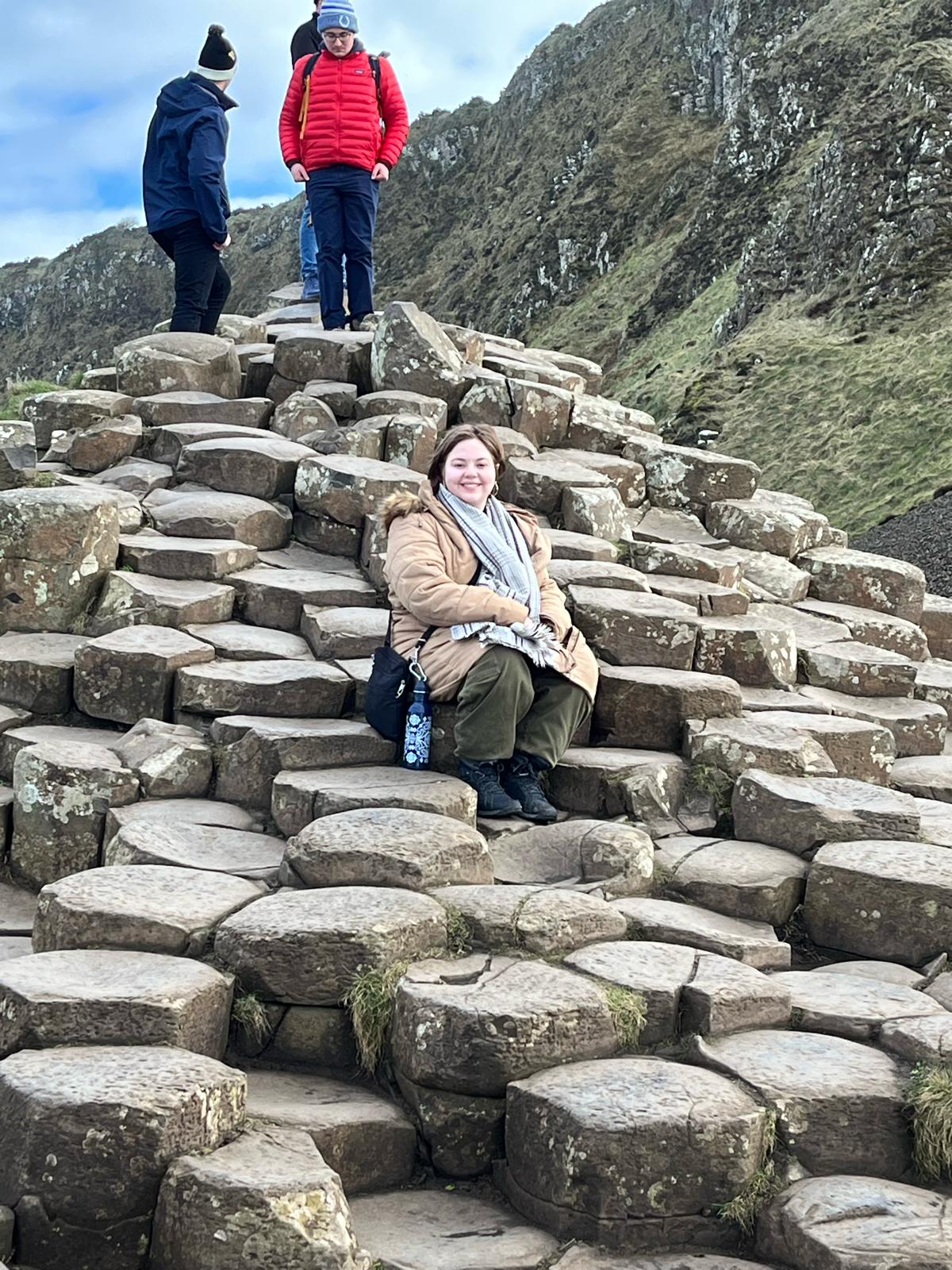 aifs abroad student at giant's causeway in northern ireland, united kingdom