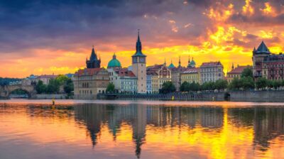 prague, czech republic at sunset