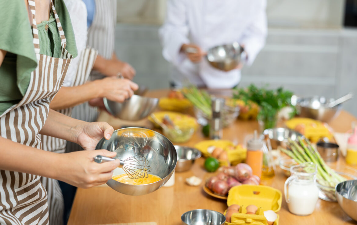 cooking in kitchen group