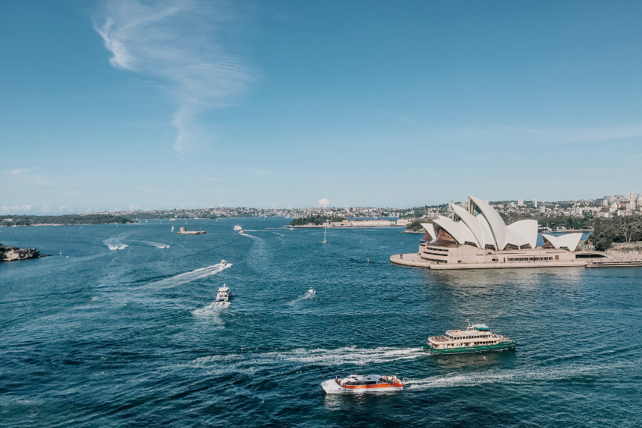 sydney harbor and opera house in australia