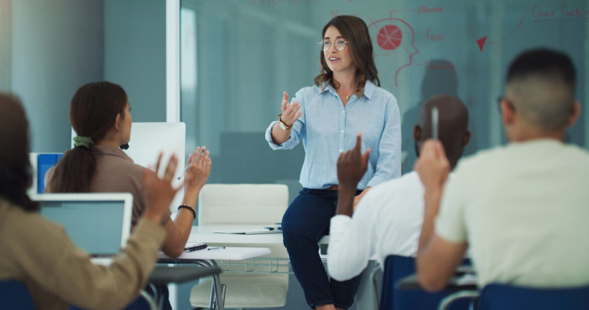 Education Administration - teacher in classroom with students