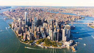 Aerial view of lower Manhattan New York City