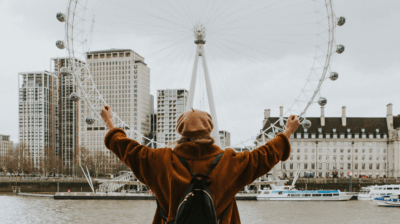 woman in London, England near the London eye