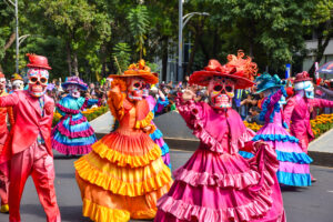 Day of the dead parade in Latin America