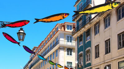 Street of Lisbon decorated with sardines