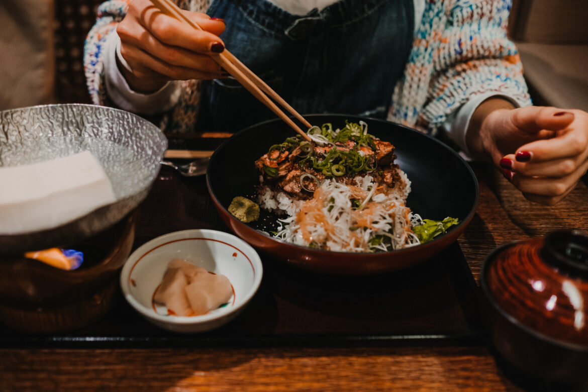 eating food in Japan